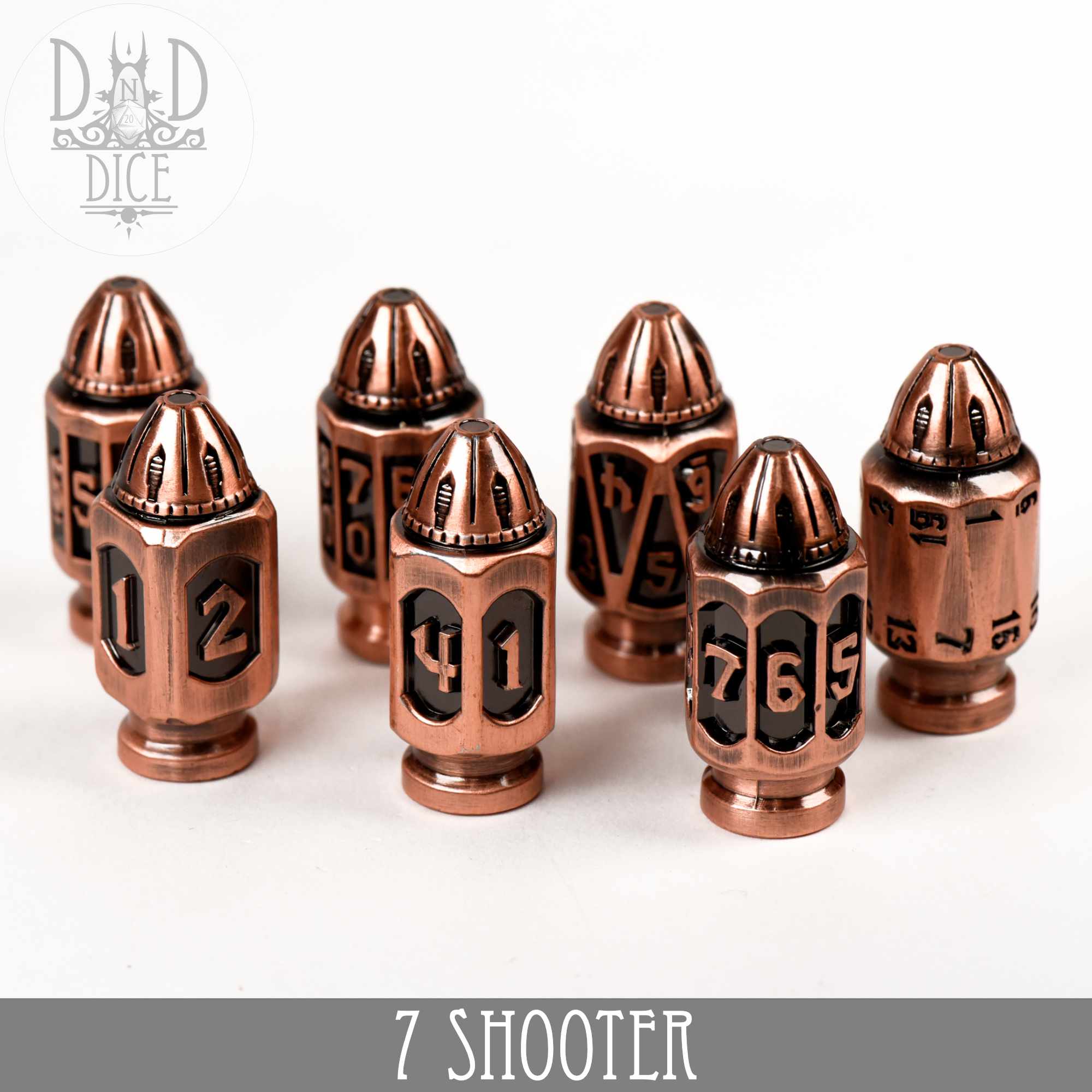 7 Shooter Copper Metal Dice Set - Image 2