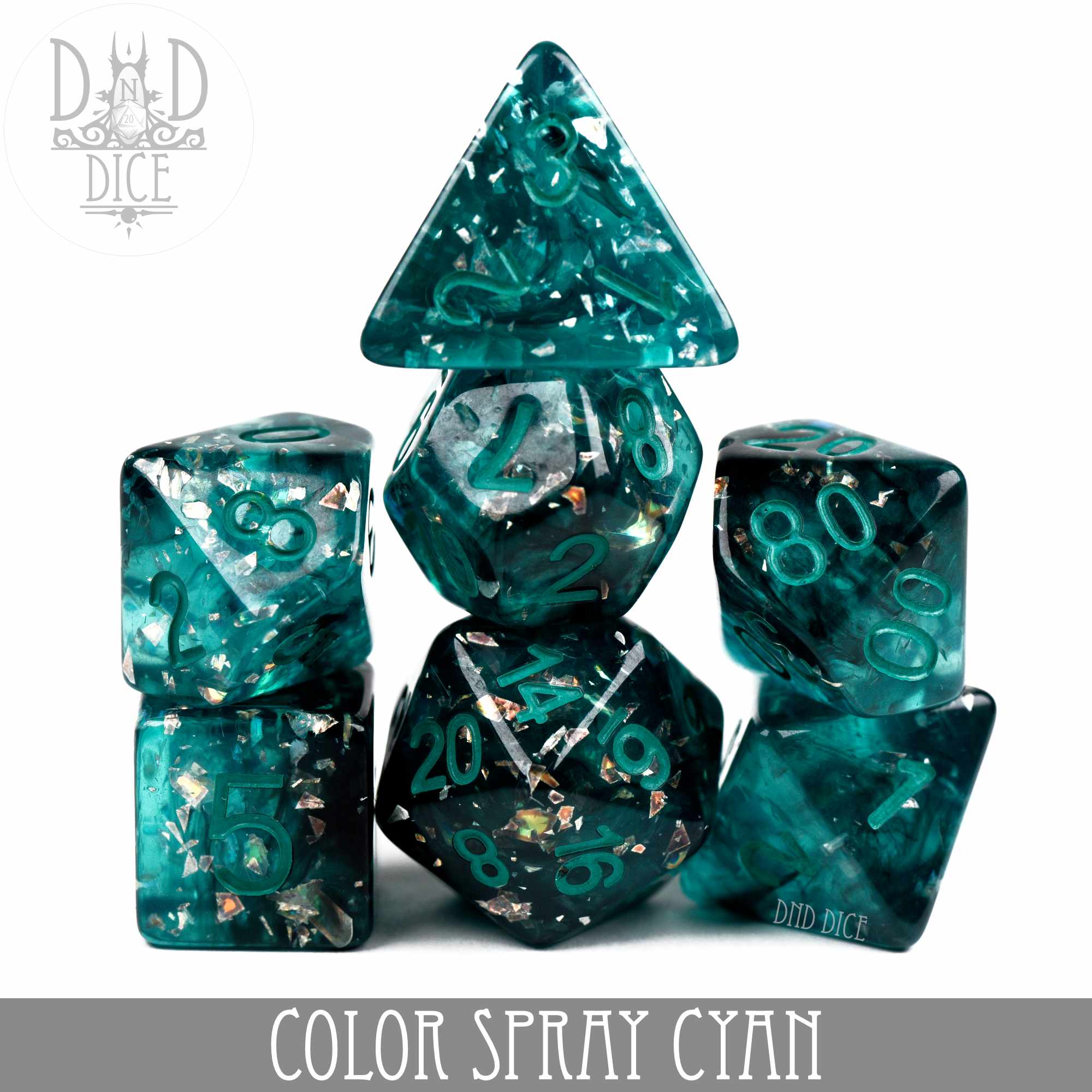 Color Spray Cyan Dice Set - Image 2