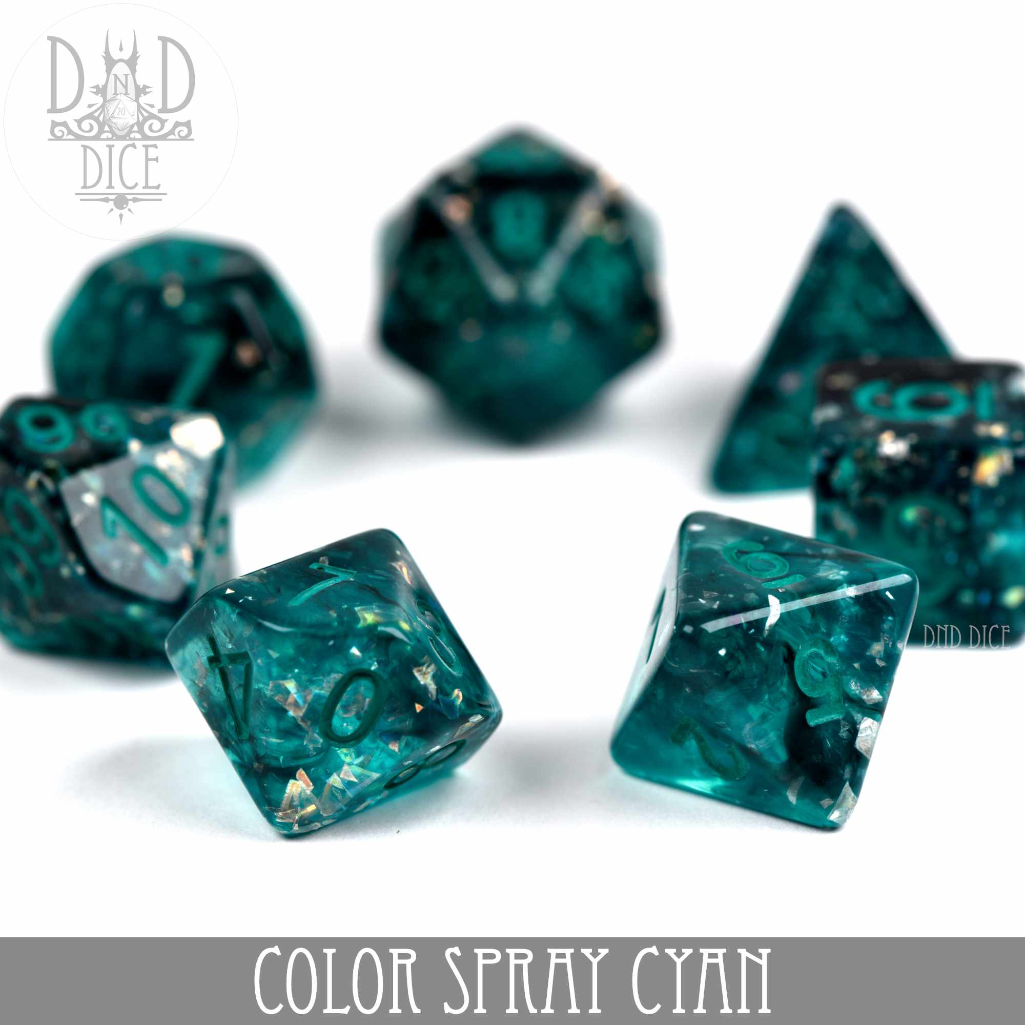 Color Spray Cyan Dice Set - Image 3