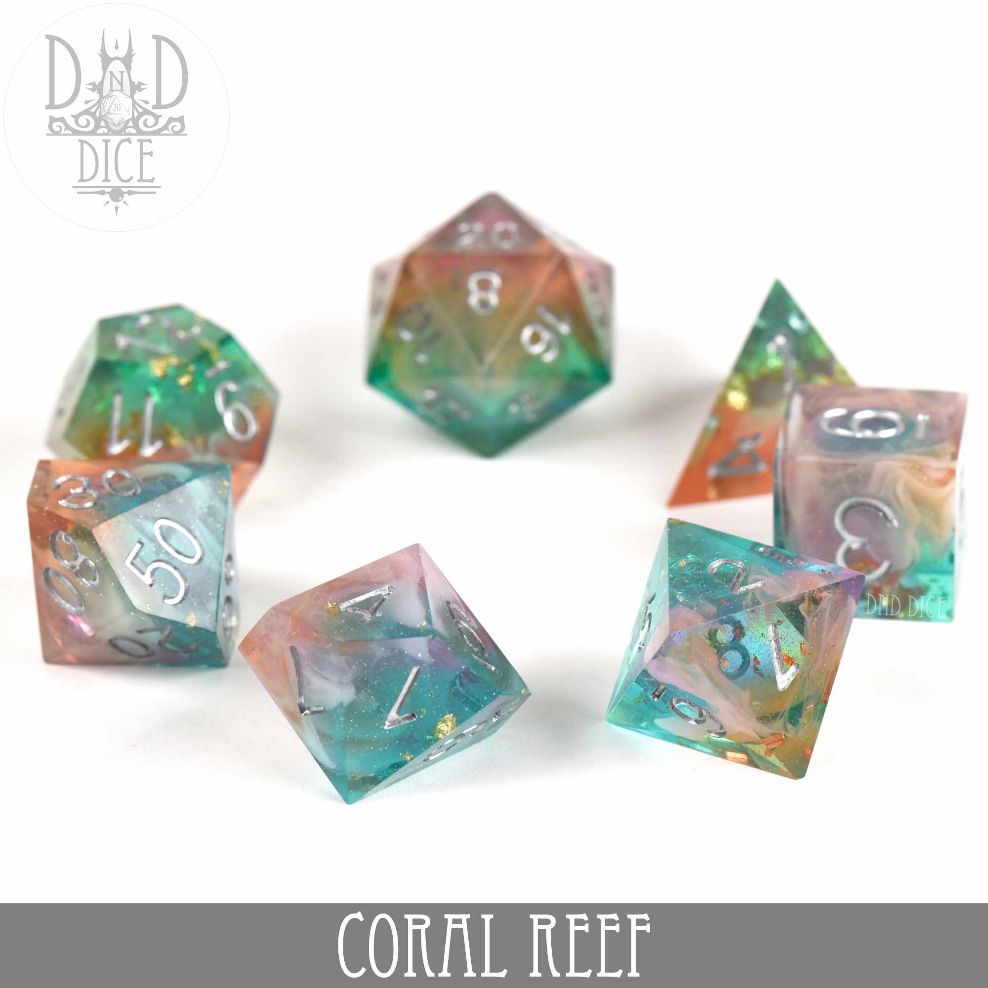 Coral Reef Handmade Dice Set - Image 3