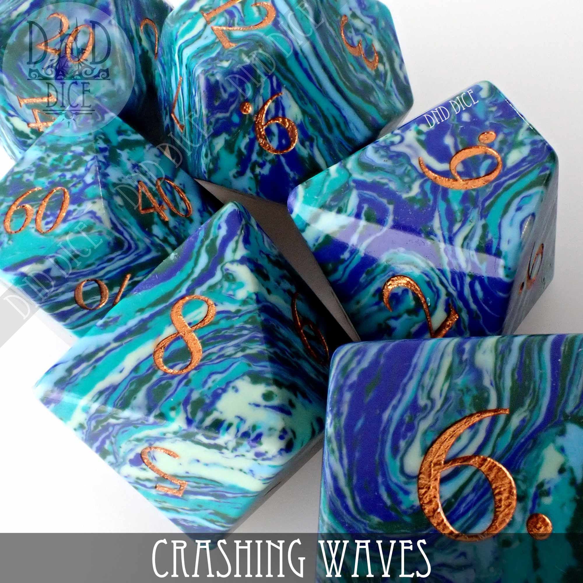 Crashing Waves Turquoise Dice Set (Gift Box) - Image 2