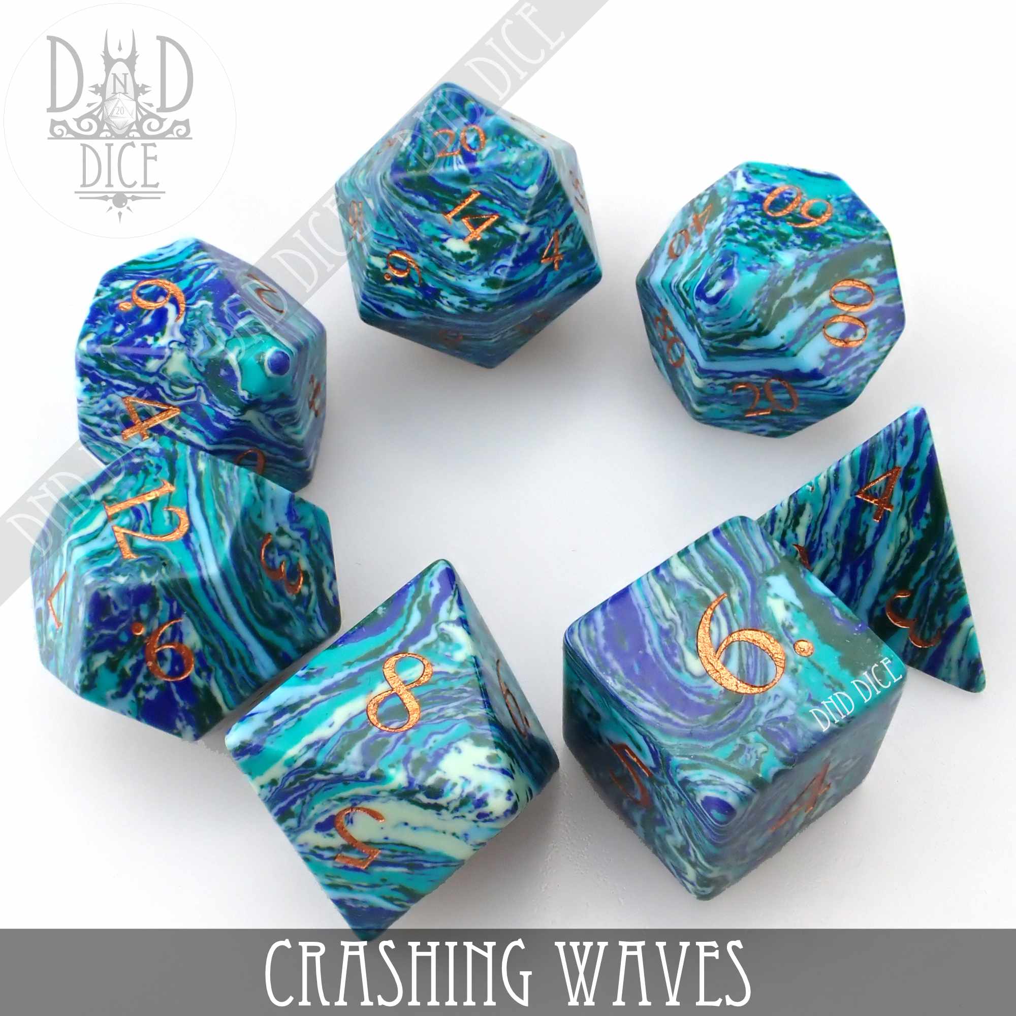 Crashing Waves Turquoise Dice Set (Gift Box) - Image 3