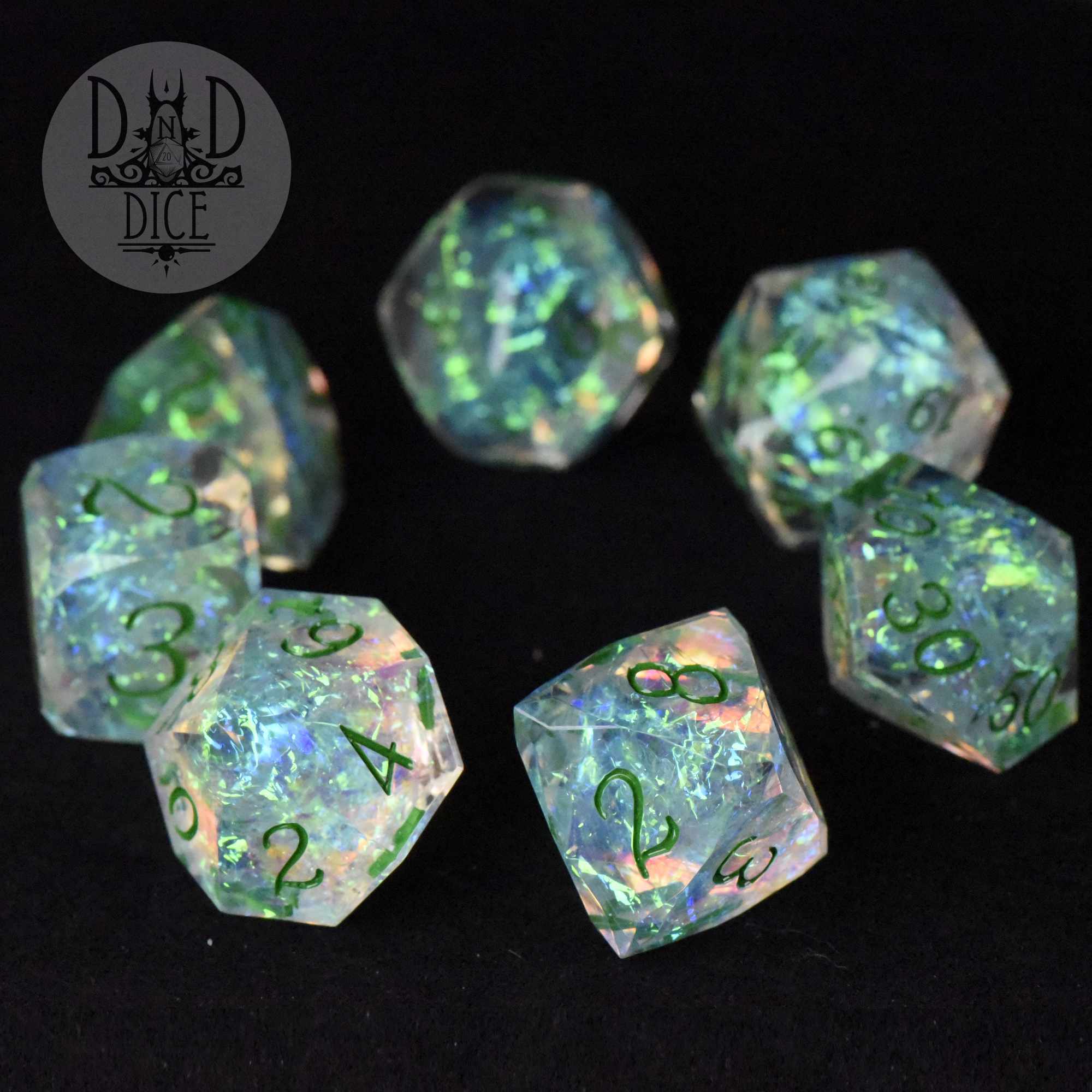 Crown Jewels Jade Handmade Dice Set - Image 3