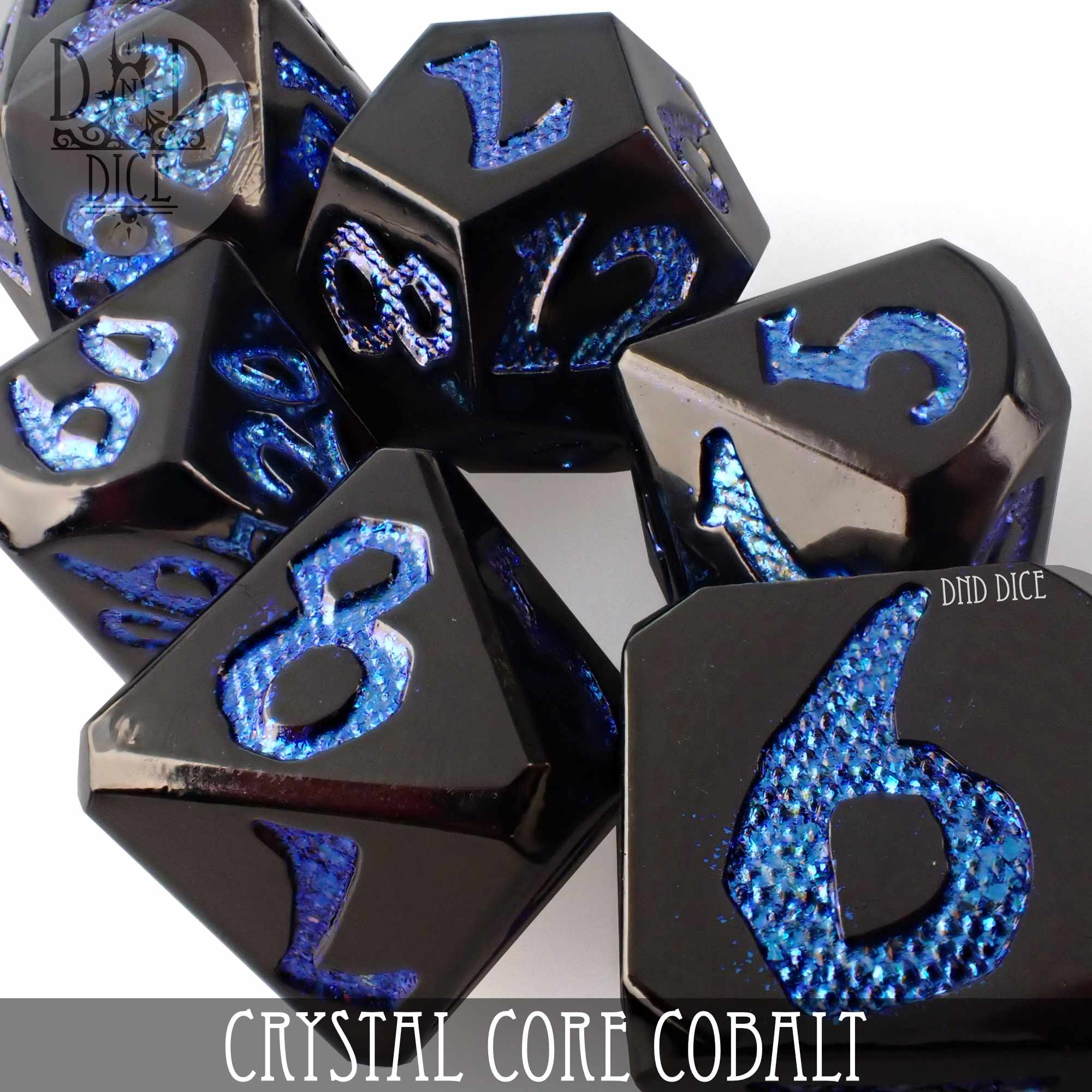 Crystal Core Cobalt Metal Dice Set - Image 2