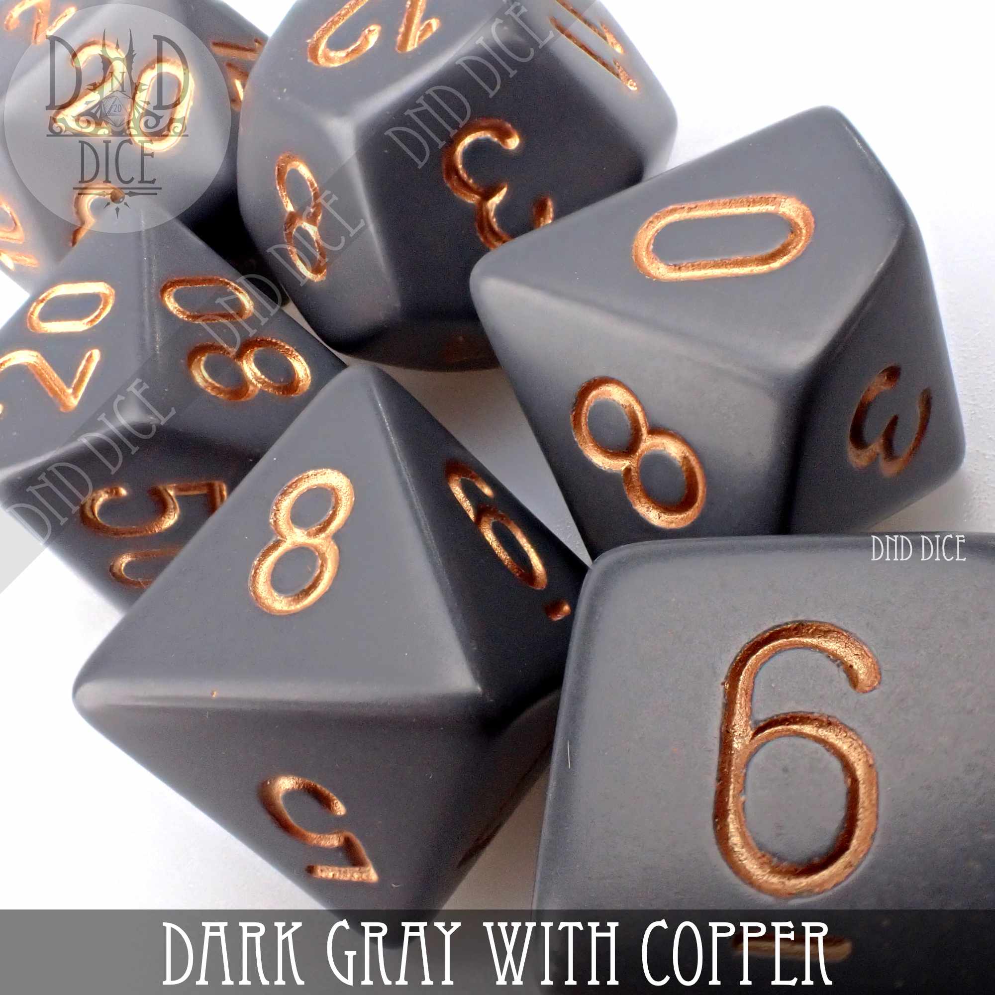 Dark Gray with Copper Dice Set - Image 2