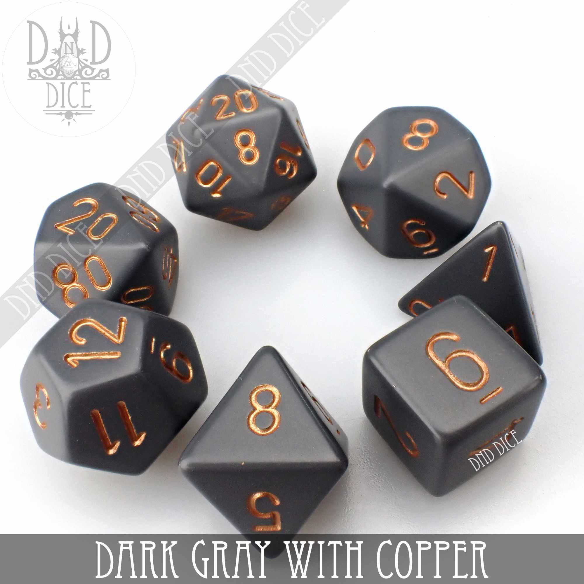 Dark Gray with Copper Dice Set - Image 3