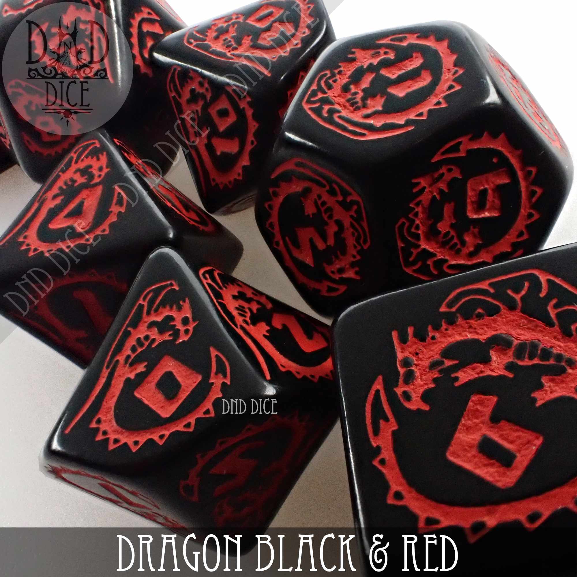 Dragon Onyx (Black & Red) Dice Set - Image 2