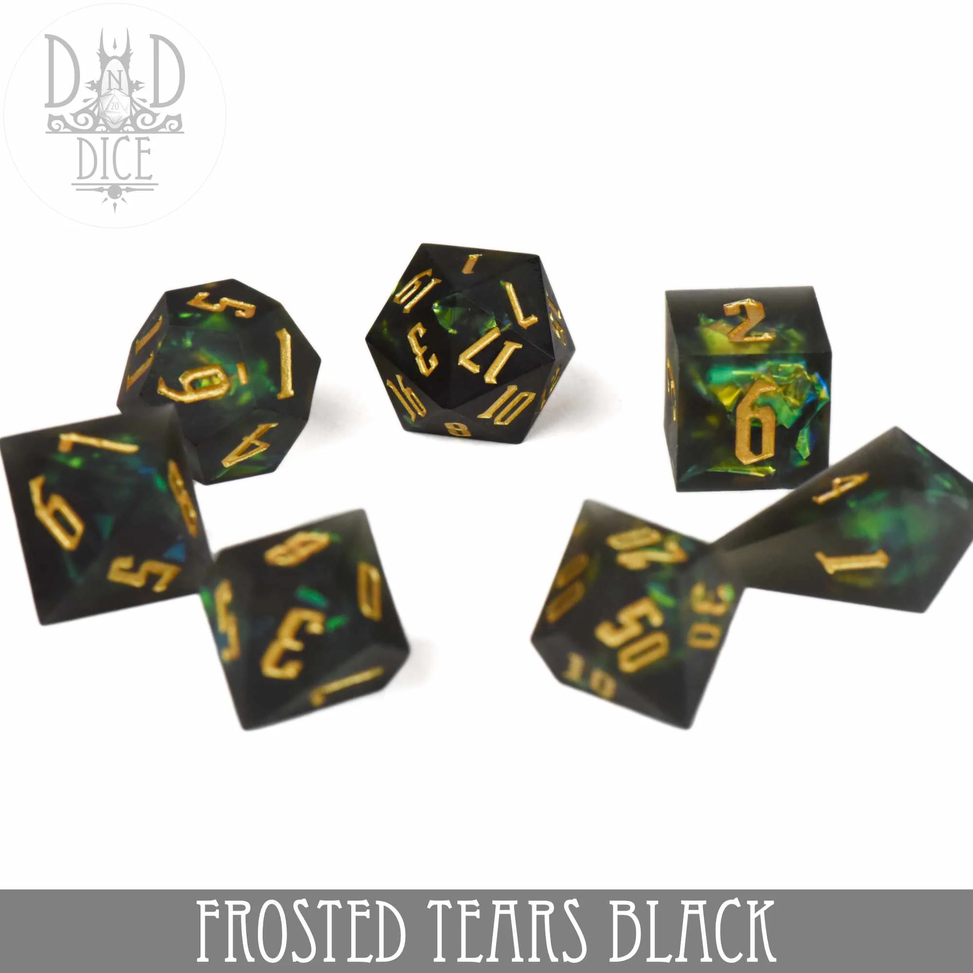 Frosted Tears Black Handmade Dice Set - Image 3