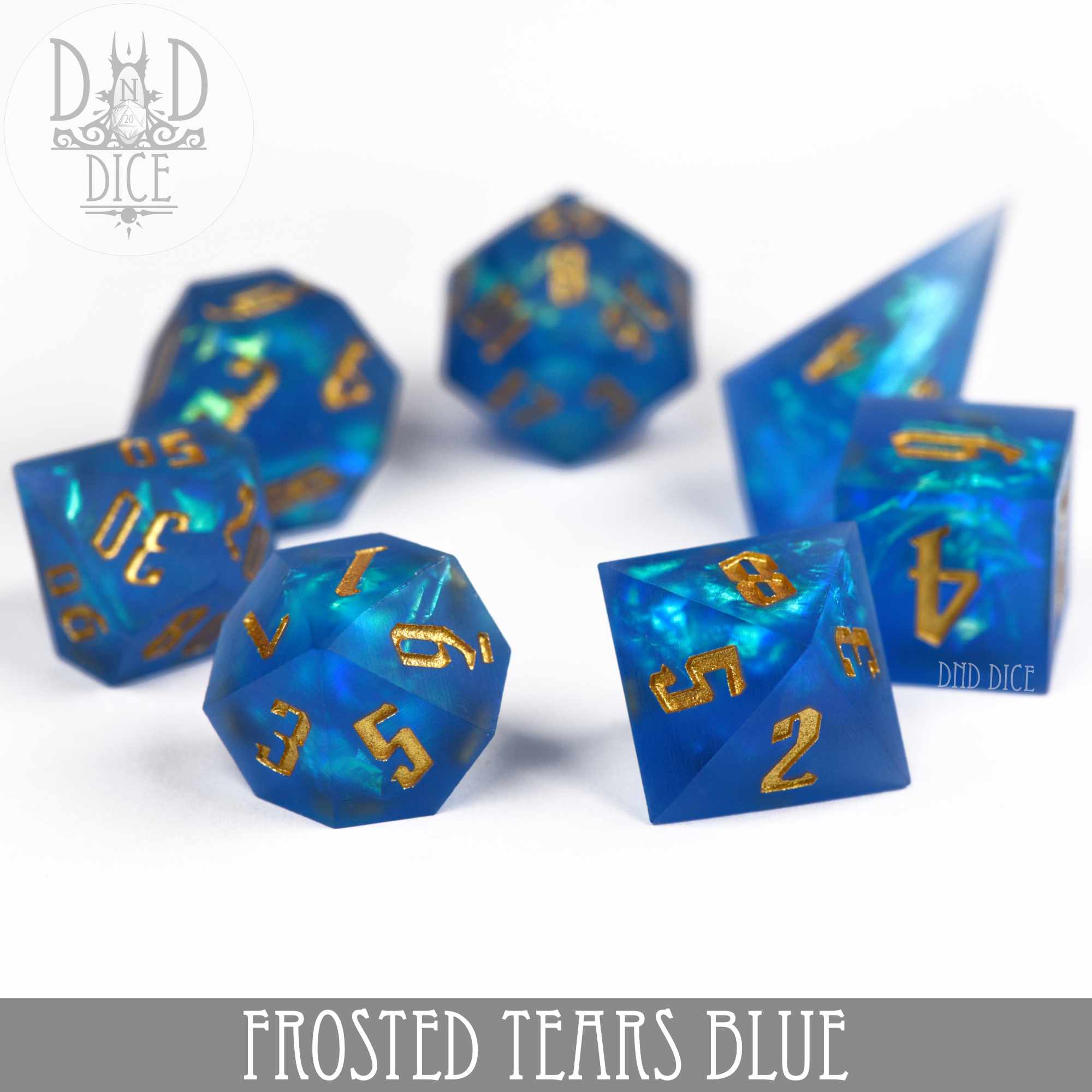 Frosted Tears Blue Handmade Dice Set - Image 3
