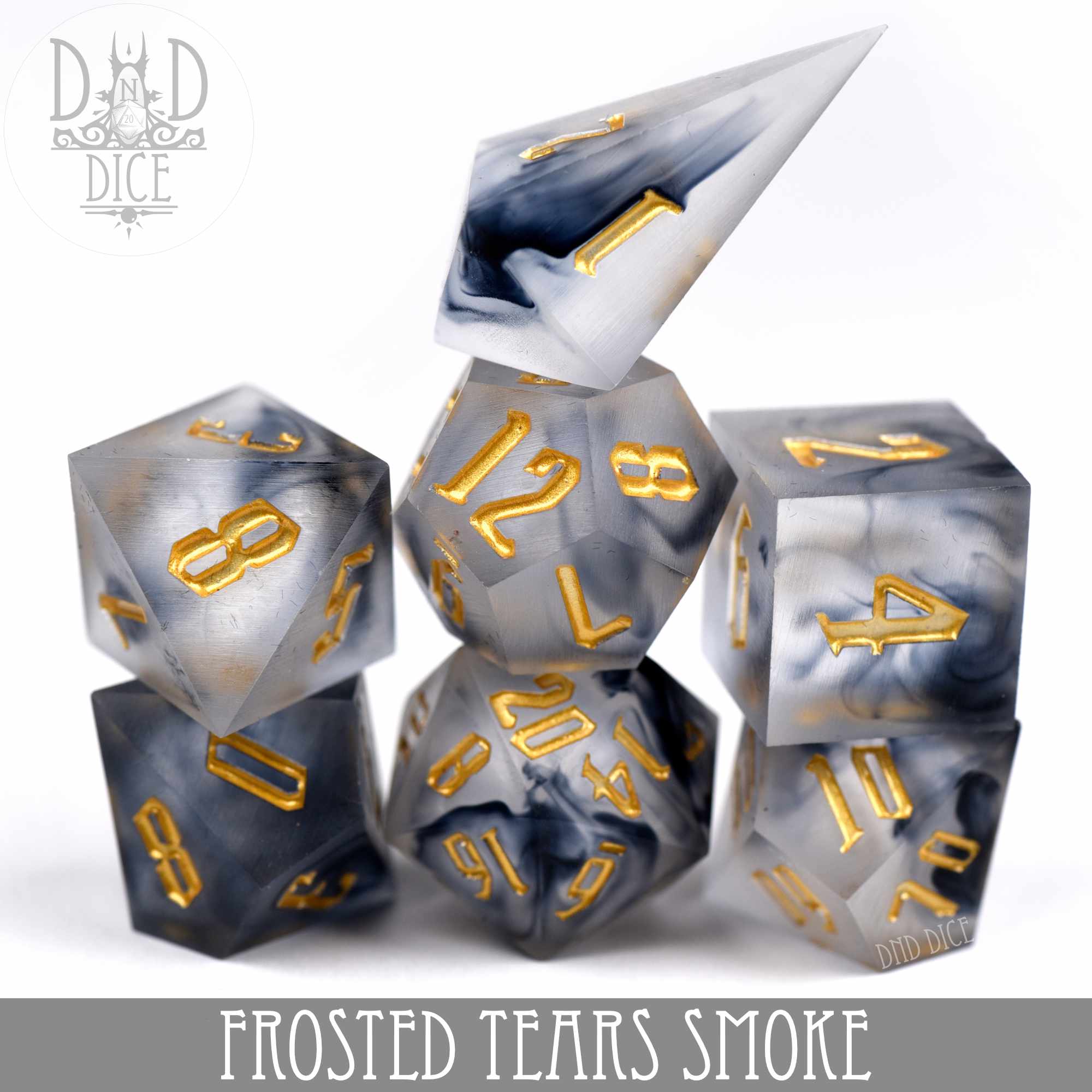 Frosted Tears Smoke Handmade Dice Set - Image 2