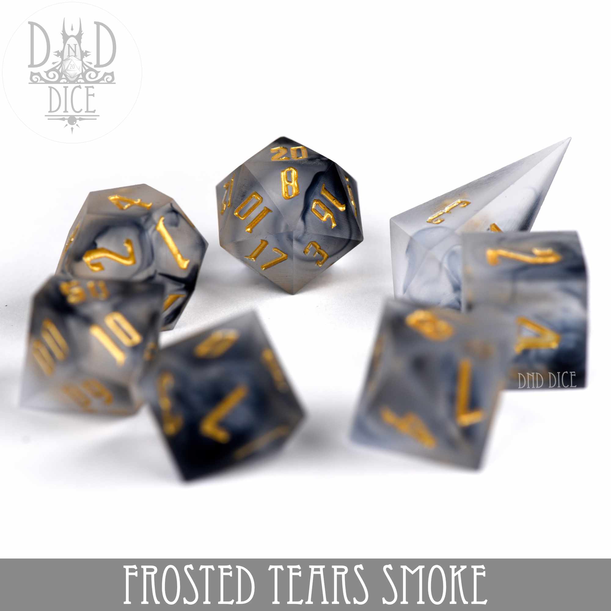 Frosted Tears Smoke Handmade Dice Set - Image 3