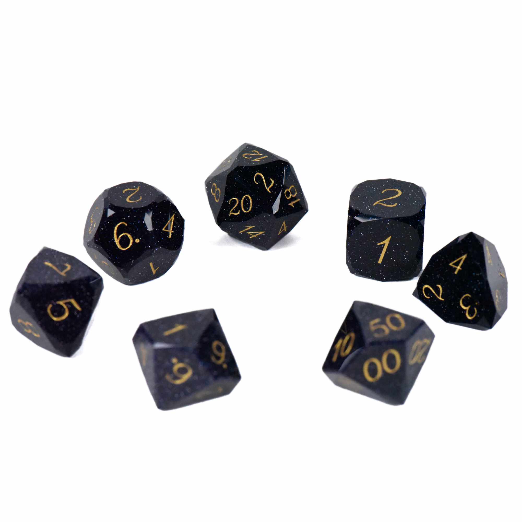 Gem Cut Goldstone Dice Set (Gift Box) - Image 3