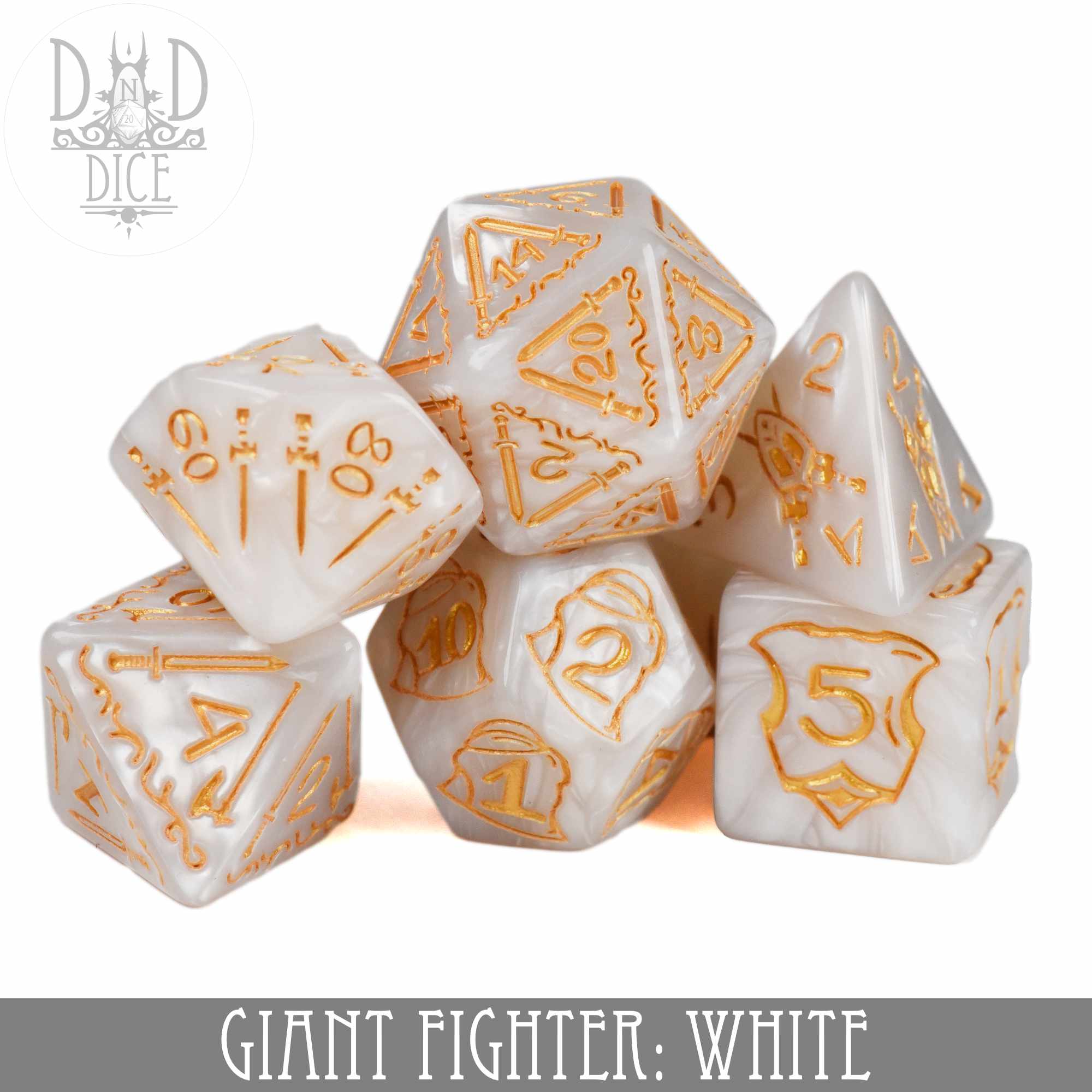 Giant Fighter White Dice Set (Oversize) - Image 2