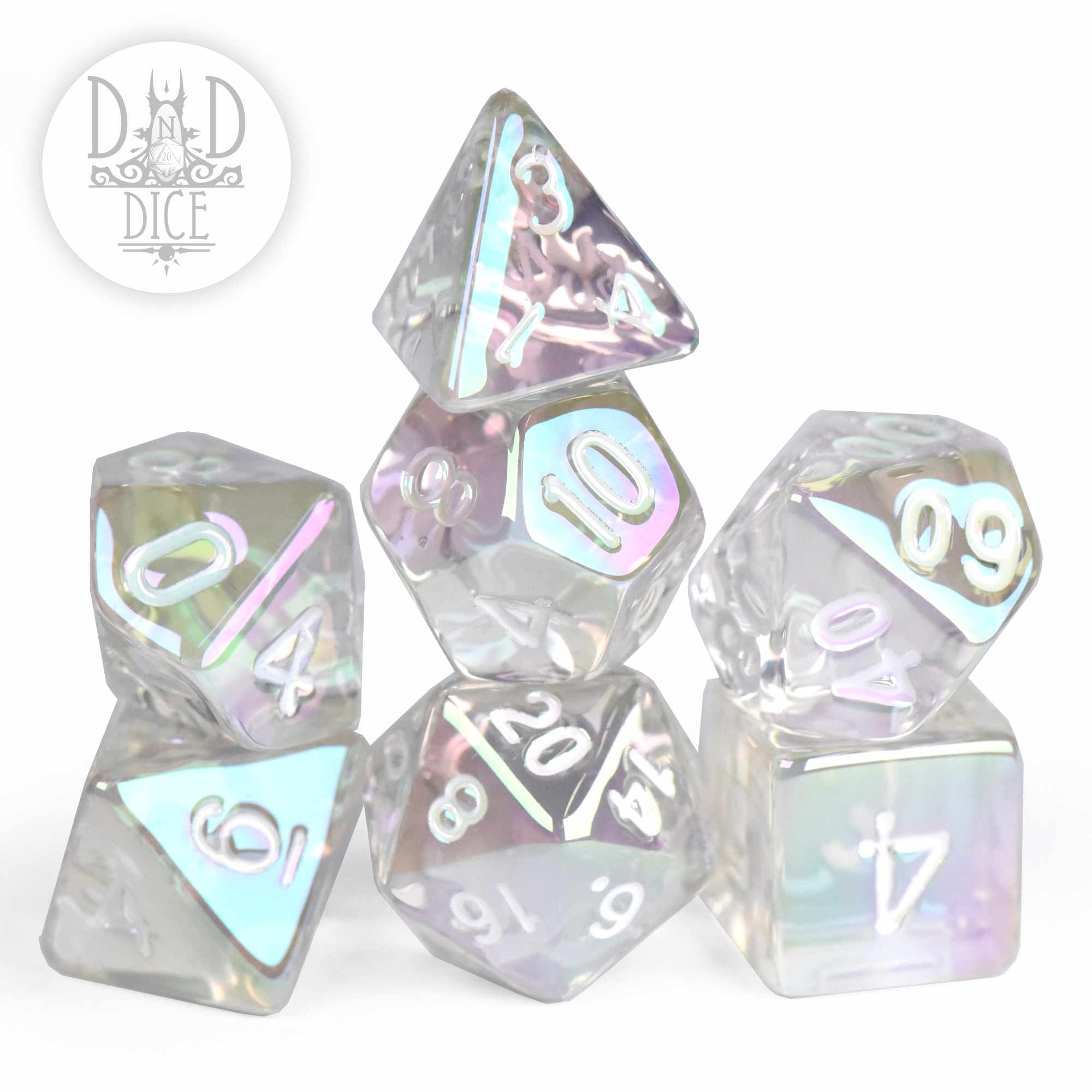Glamoured Clear Dice Set