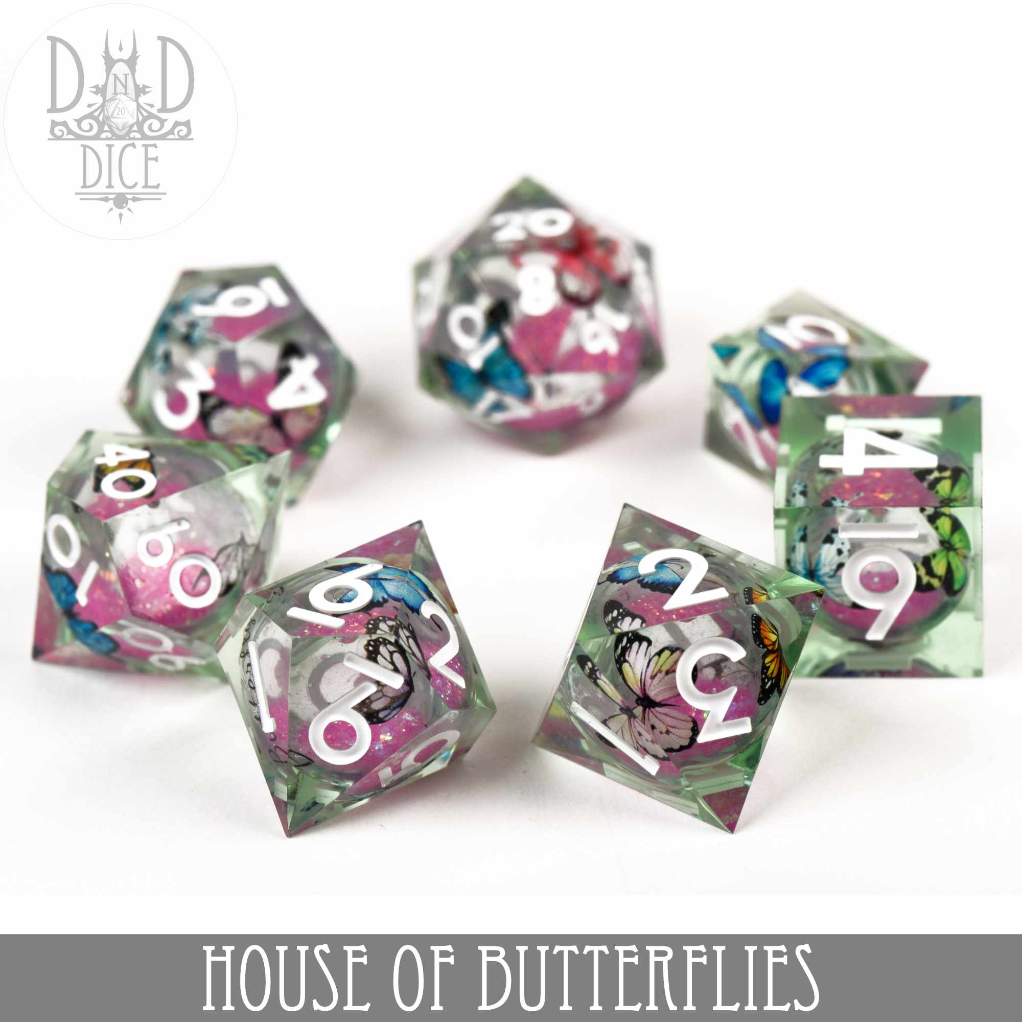 House of Butterflies Liquid Core Dice Set - Image 3