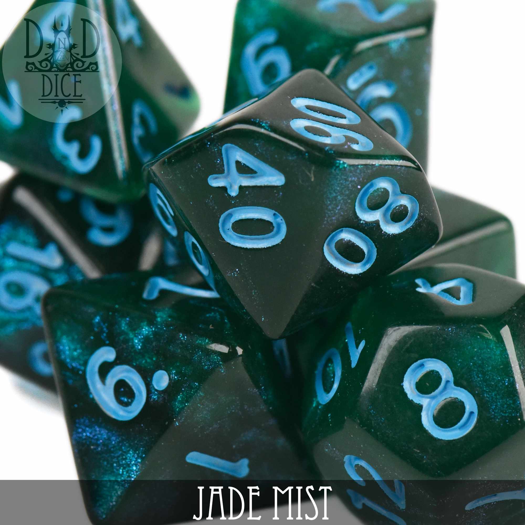 Jade Mist Glitter Dice Set - Image 2