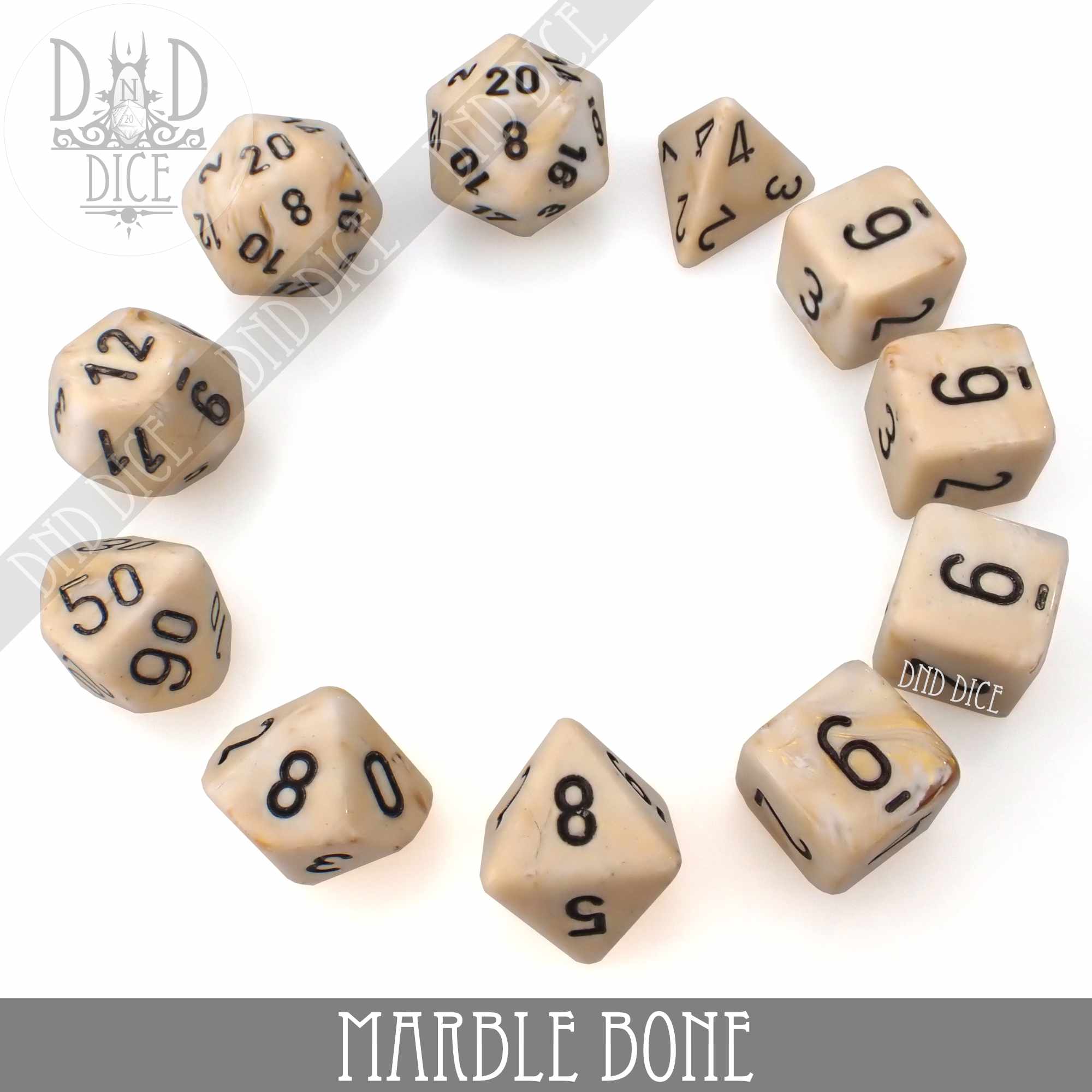 Marble Bone 7 or 11 Dice Set - Image 3