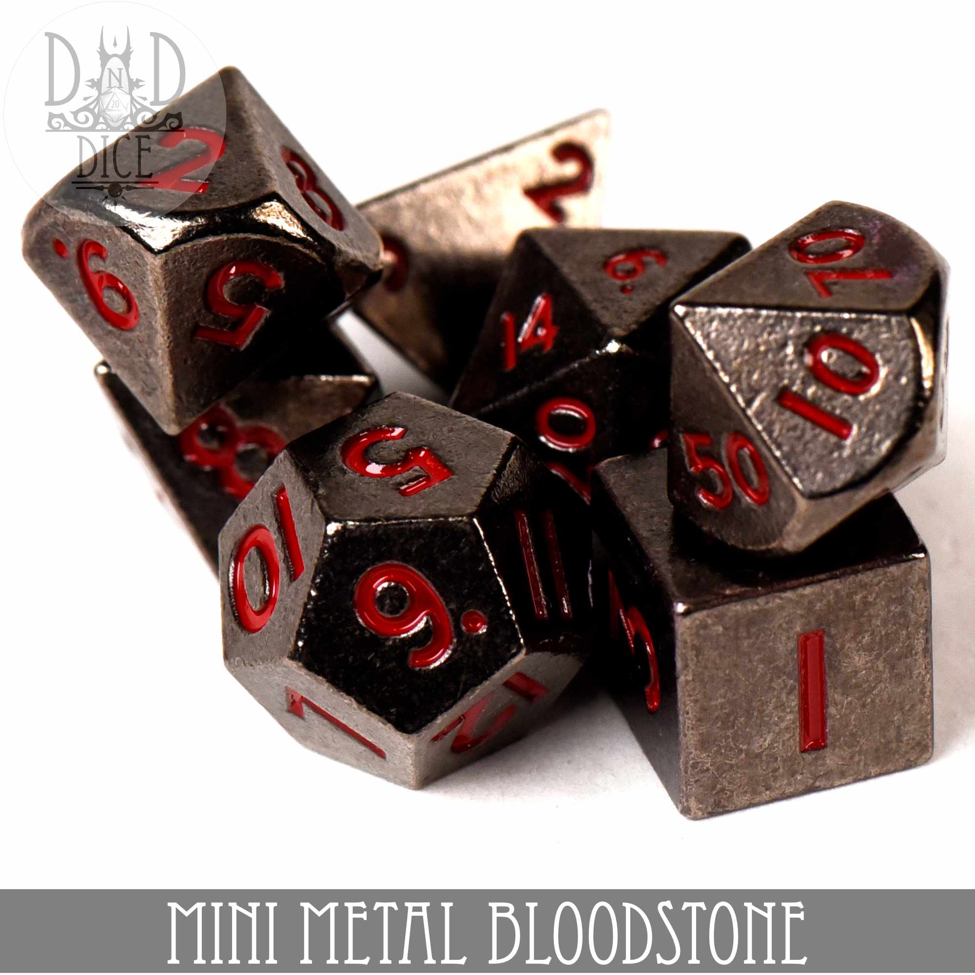 Mini Metal Bloodstone Dice Set (10mm) - Image 2