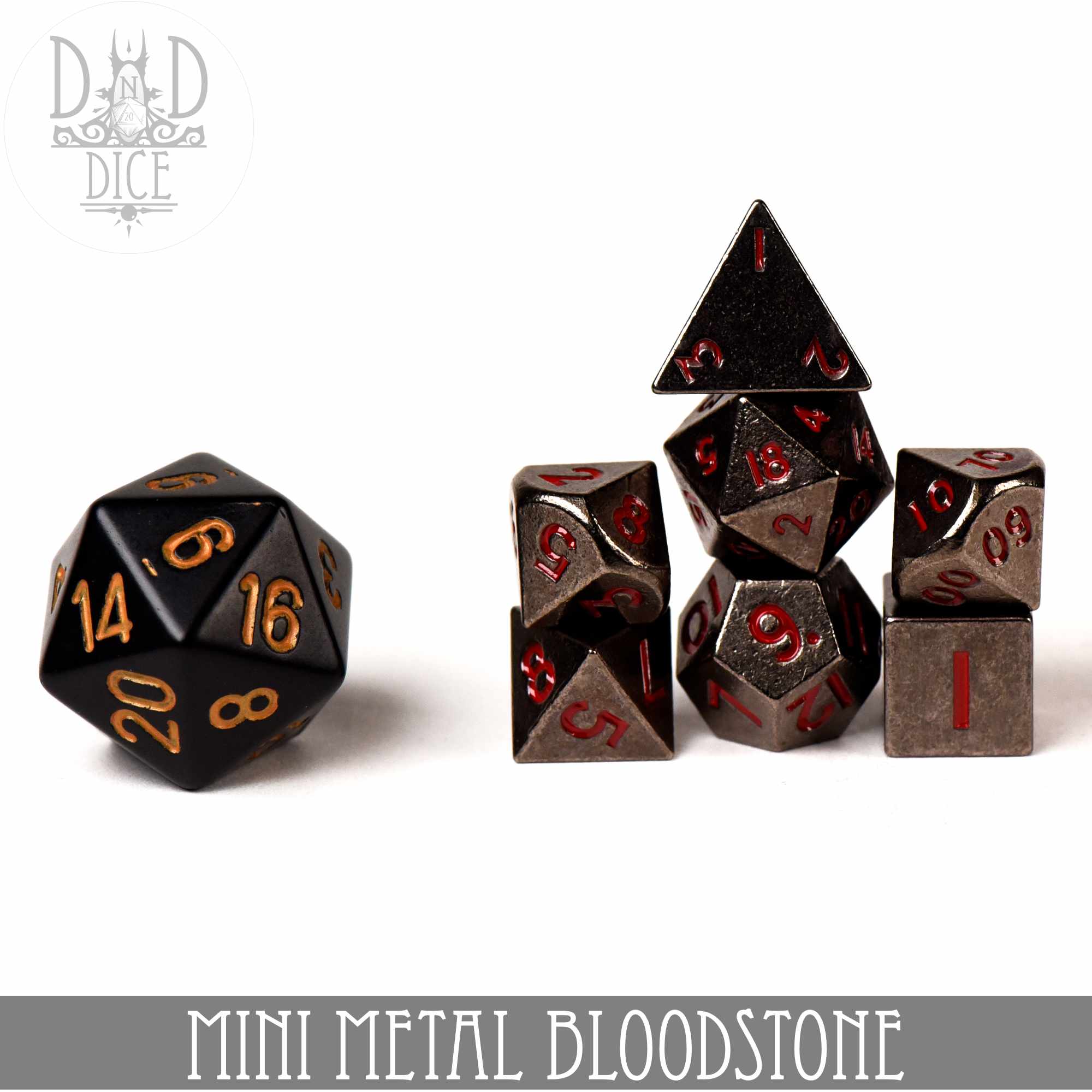 Mini Metal Bloodstone Dice Set (10mm) - Image 4