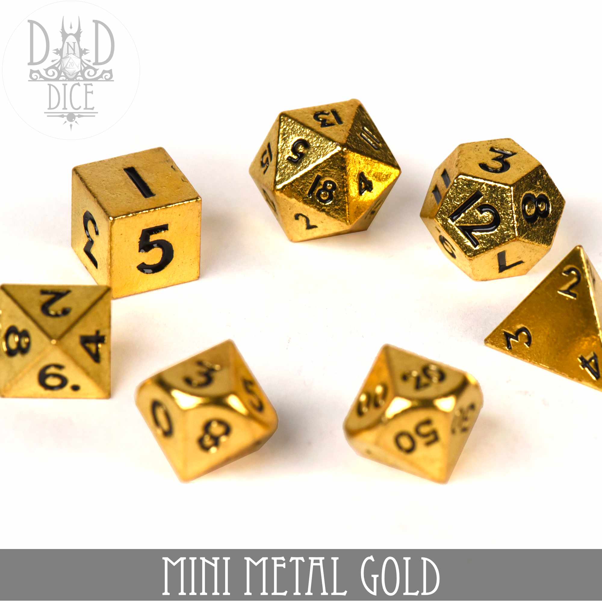 Mini Metal Gold Dice Set (10mm) - Image 3