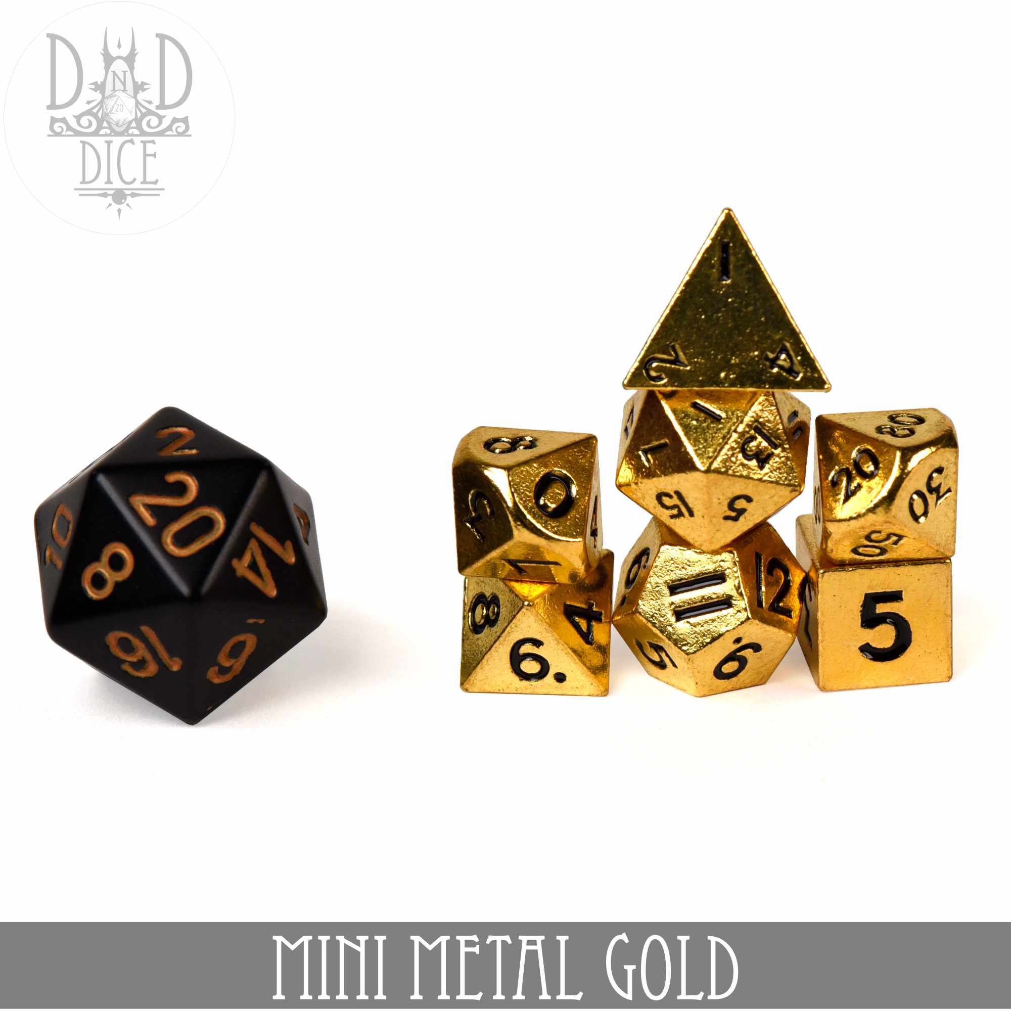 Mini Metal Gold Dice Set (10mm) - Image 4