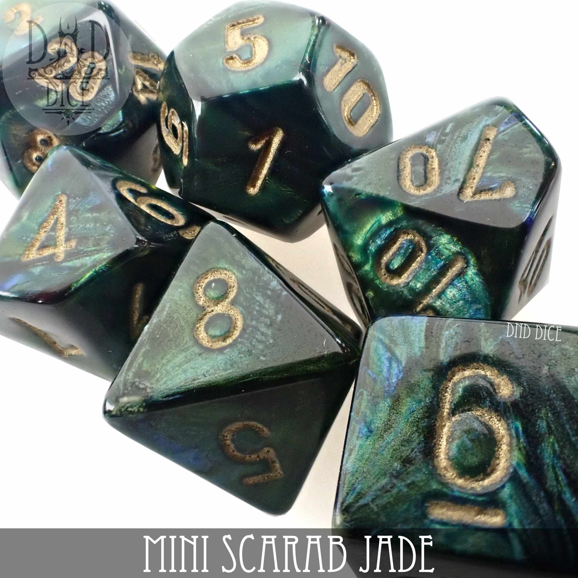 Mini Scarab Jade Dice Set (10mm) - Image 2