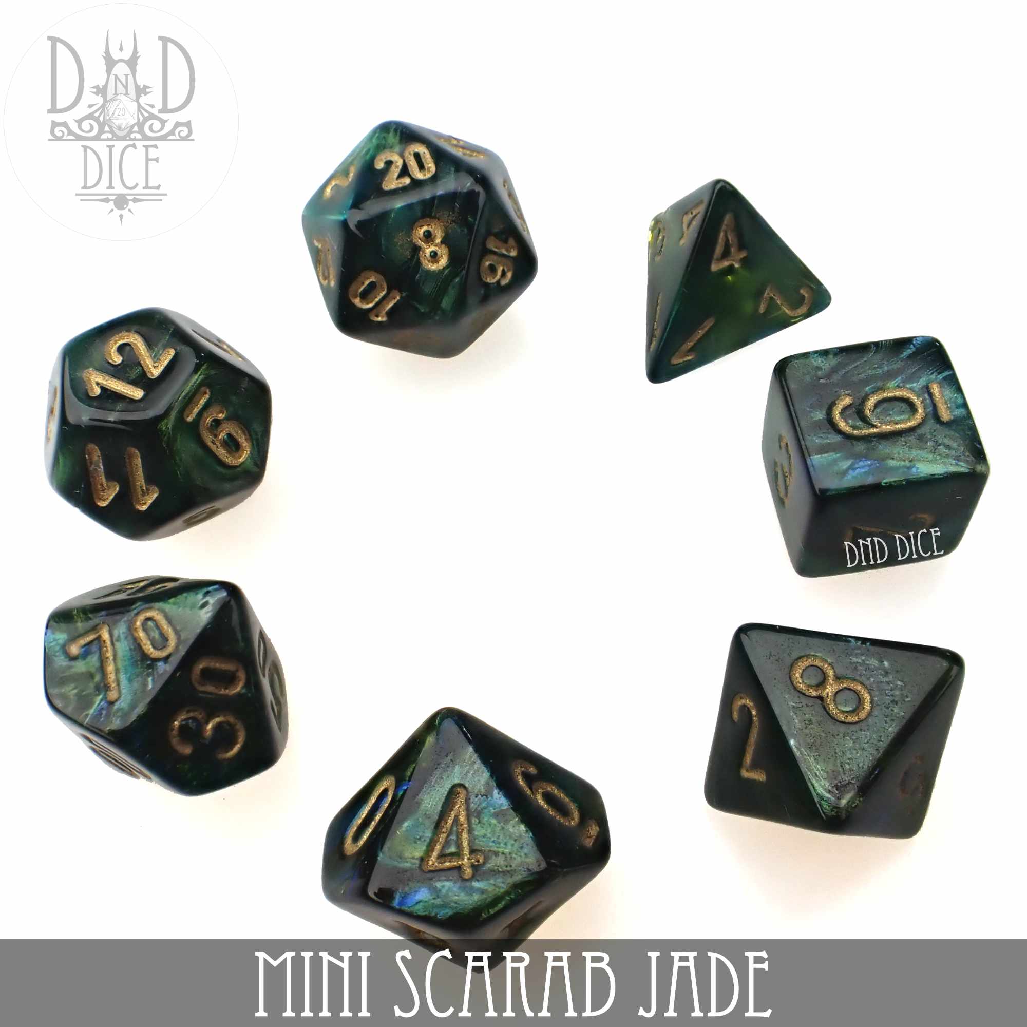 Mini Scarab Jade Dice Set (10mm) - Image 3