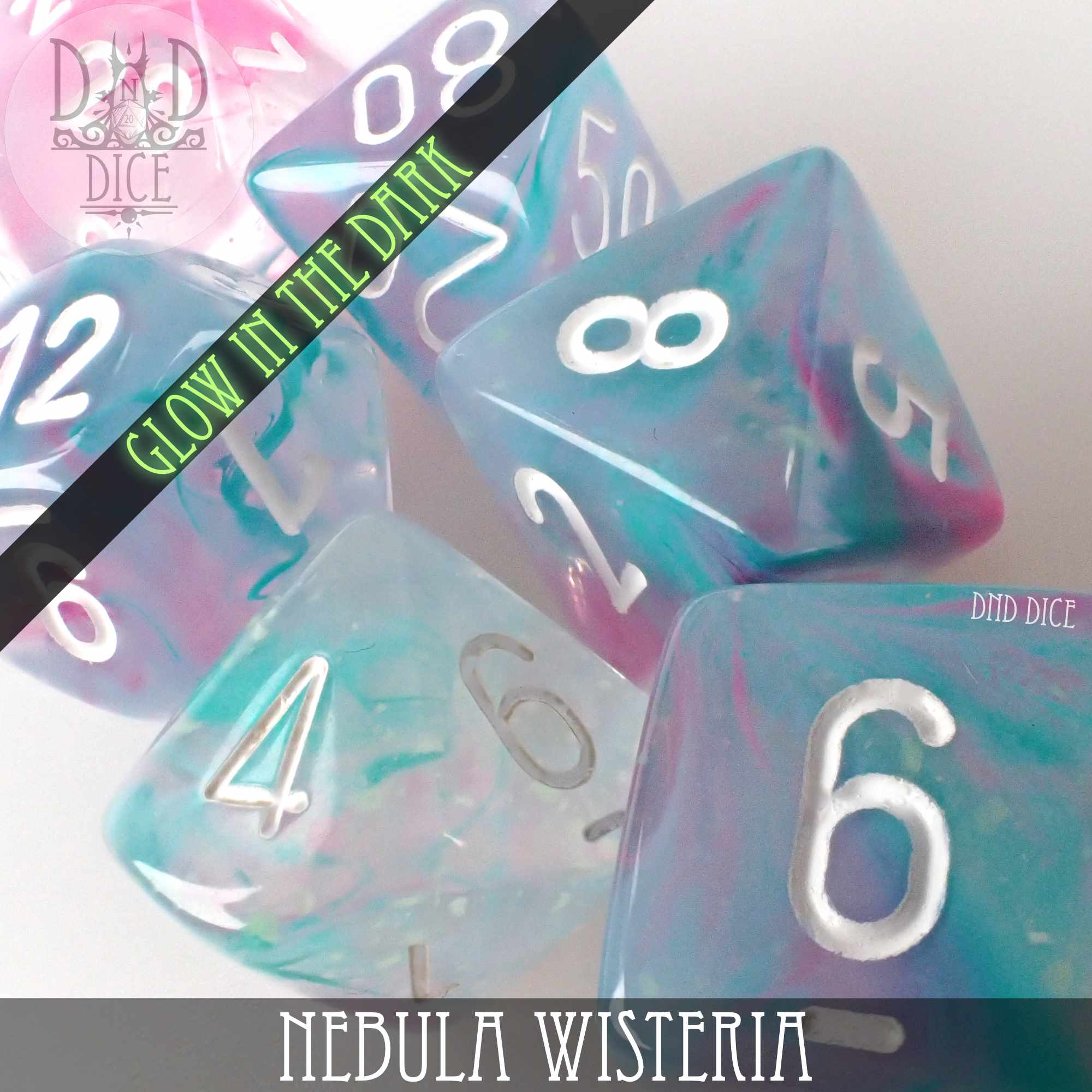 Nebula Wisteria Dice Set (Glow) - Image 2
