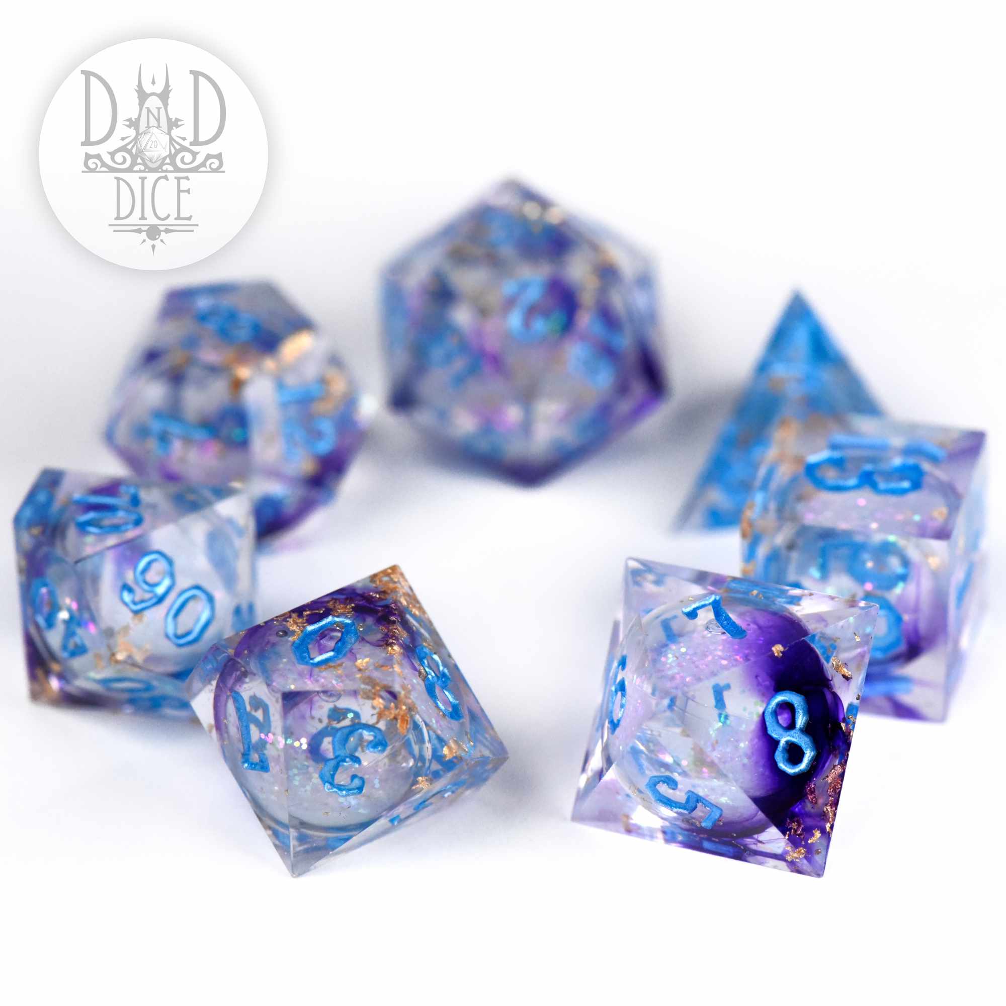 Periwinkle Powder Liquid Core Dice Set - Image 3