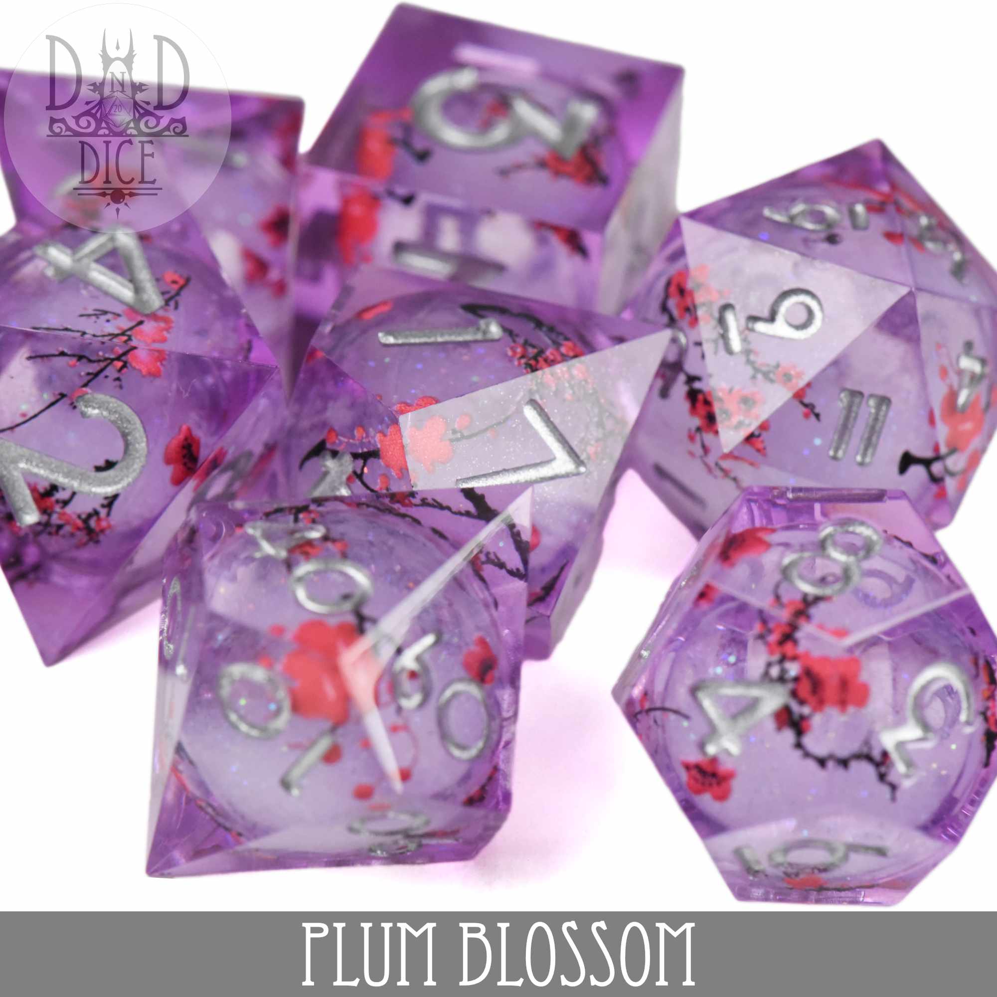 Plum Blossom Liquid Core Dice Set - Image 3