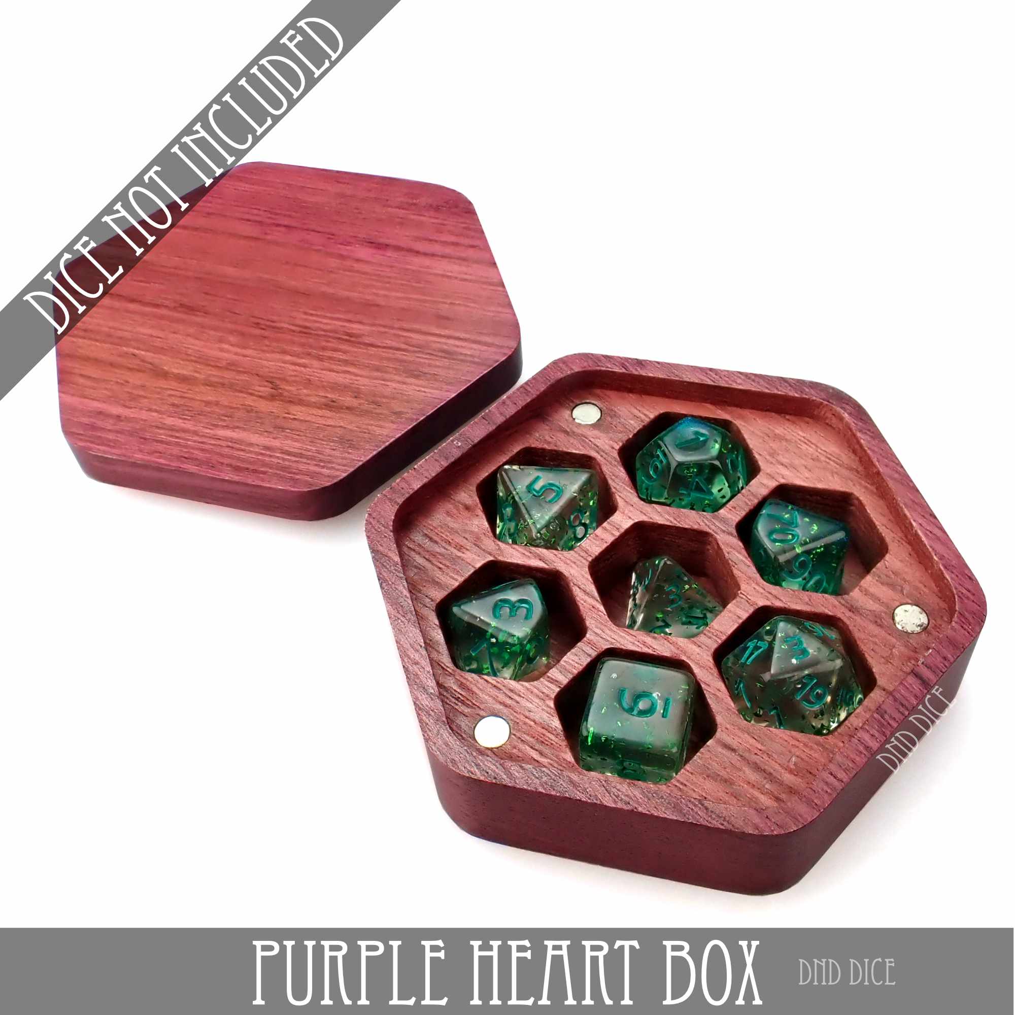 Purple Heart Wood Dice Box - Image 2