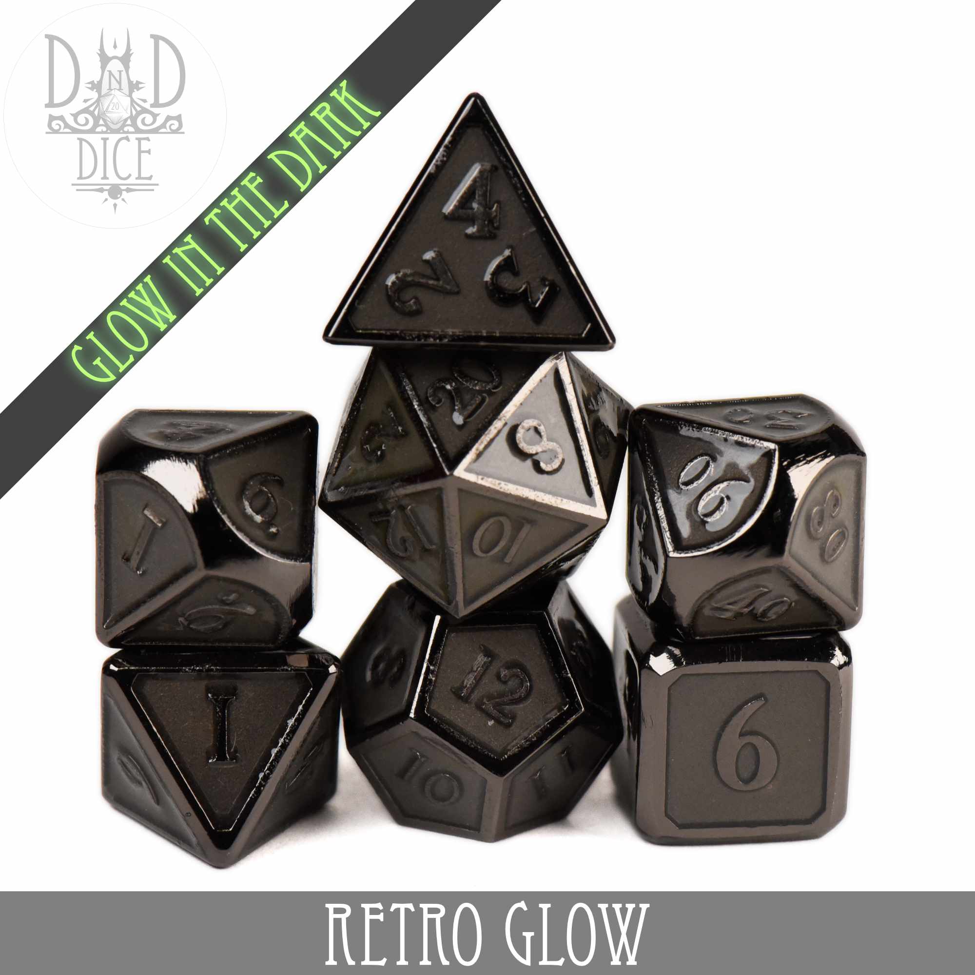 Retro Glow Metal Dice Set - Image 3