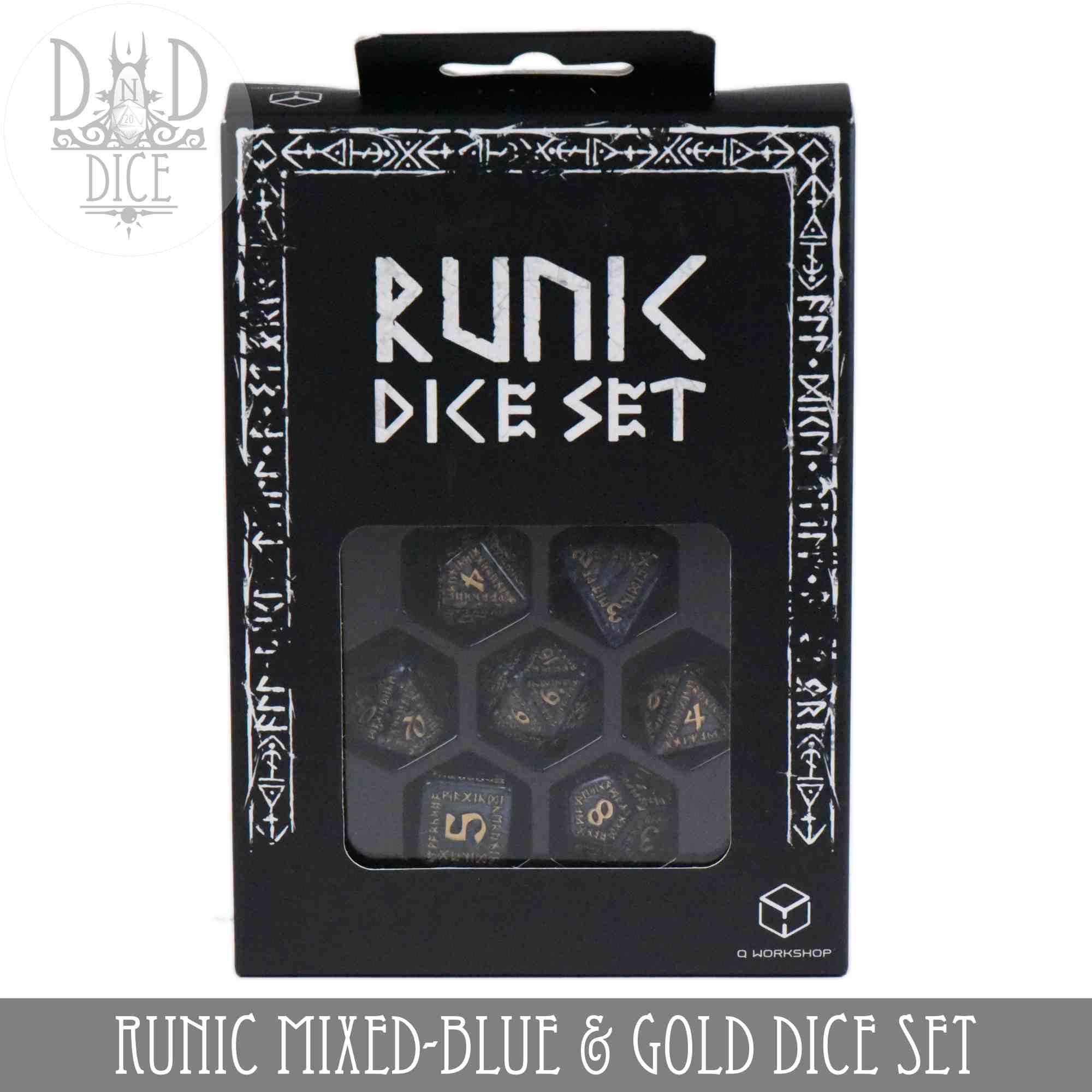 Runic Mixed-Blue & Gold Dice Set - Image 4