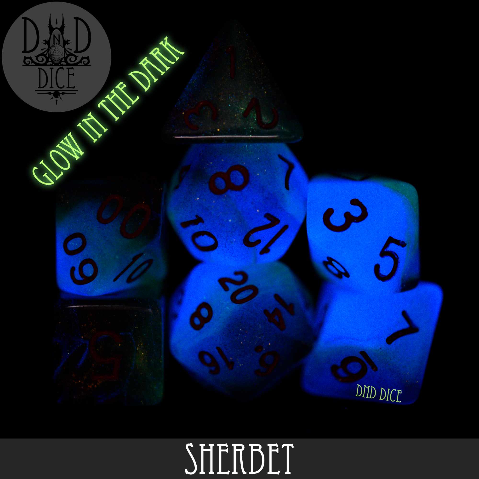 Sherbet Glow in the Dark Dice Set - Image 4