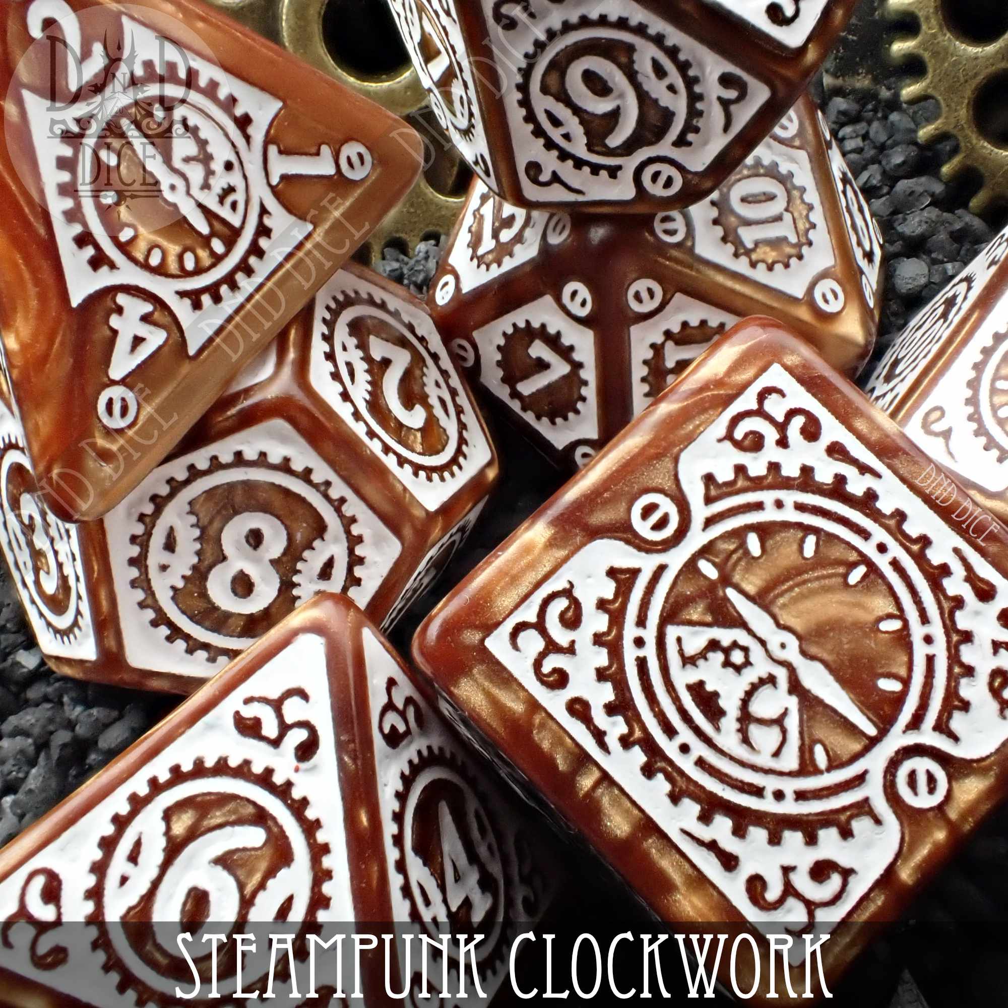 Steampunk Clockwork Caramel Dice Set - Image 2