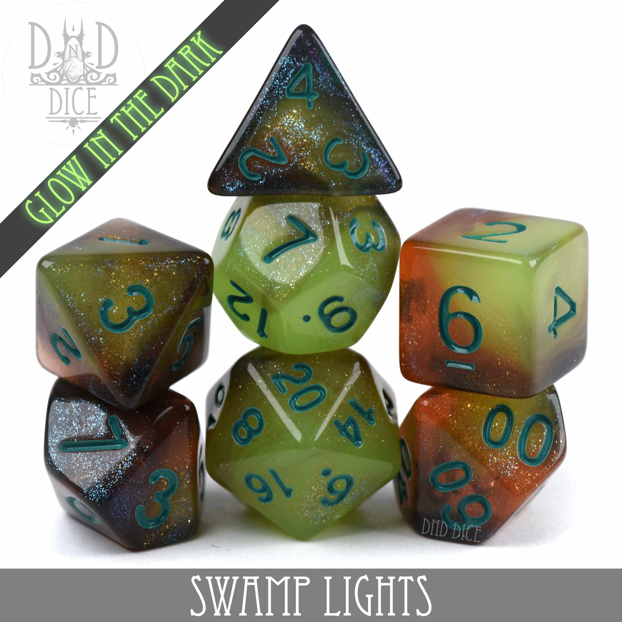Swamp Lights Glow in the Dark Dice Set - Image 2